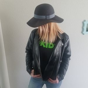 Black faux leather moto jacket
